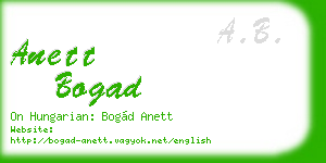 anett bogad business card